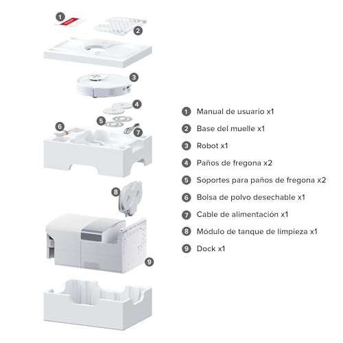roborock Qrevo Master Set Robot Aspirador 10000 Pa, Cepillo DuoRoller, FlexiArm Design™, HyperForce®, Base multifunción 3.0, Agua Caliente a 60°C, además 2 Paños de Limpieza, Blanco