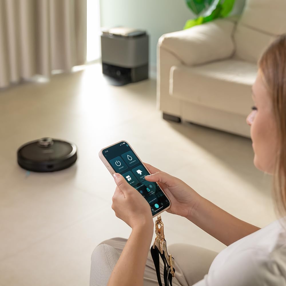 Robot Aspirador Cecotec Conga 13090 Spin Revolution Home&Wash Essential con Base de Autovaciado, Mopas Giratorias, 7000 Pa de Succión, Navegación Láser, Cepillos de Silicona y Lateral, Conectividad Bluetooth y WiFi 2,4/5 GHz, Control por App