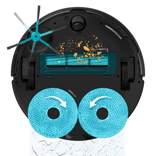 Robot Aspirador Cecotec Conga 13090 Spin Revolution Home&Wash Essential con Base de Autovaciado, Mopas Giratorias, 7000 Pa de Succión, Navegación Láser, Cepillos de Silicona y Lateral, Conectividad Bluetooth y WiFi 2,4/5 GHz, Control por App