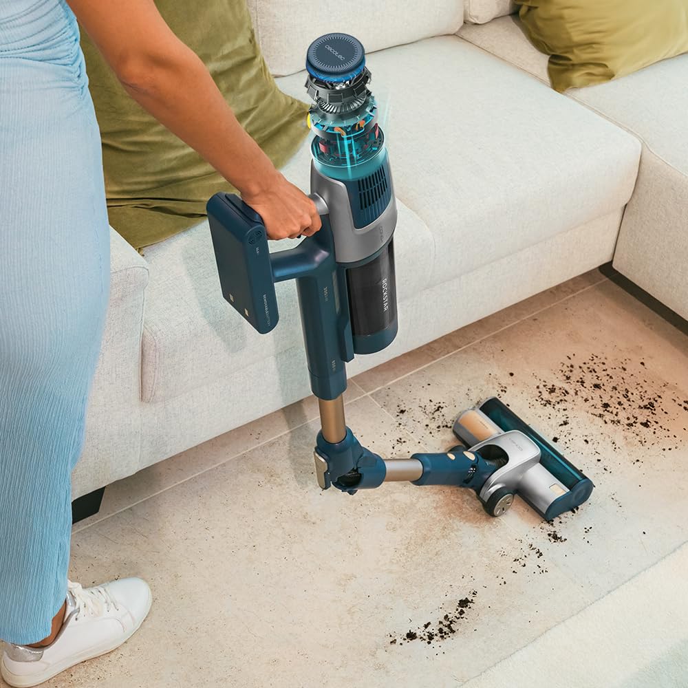 Cecotec Aspiradora Escoba Sin Cable Conga Rockstar 11500 Odyssey Station Connected IA, Máx 300 AW, 800 W, Inteligencia Artificial, App, Hasta 110min autonomía, Base autovaciado, Tubo Flexible, Kit Acc