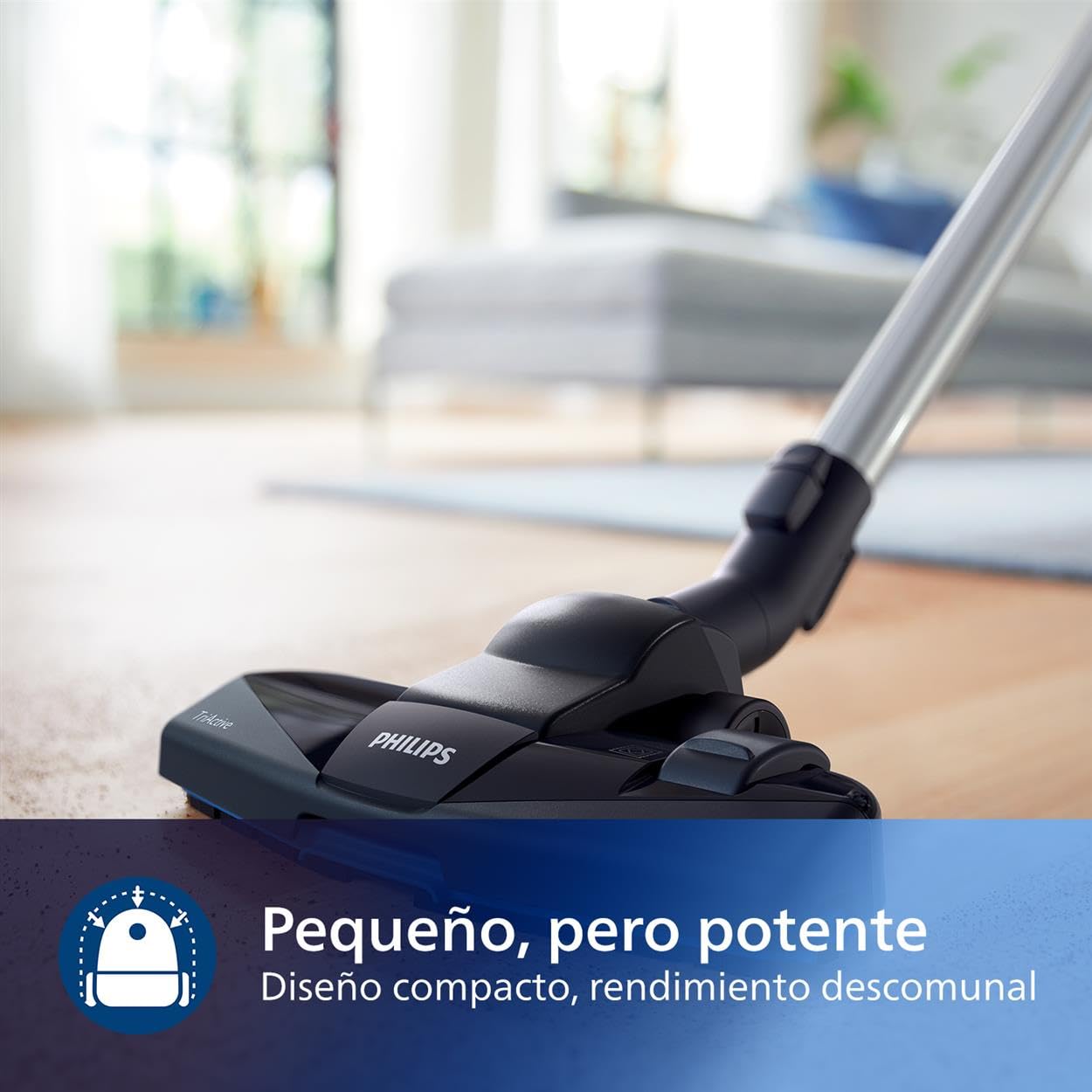 Philips PowerPro Compact Serie 3000 Aspirador de Mano sin Bolsa, 900 W, Depósito Integrado, Filtro HEPA y Boquilla TriActive (FC9332/09)