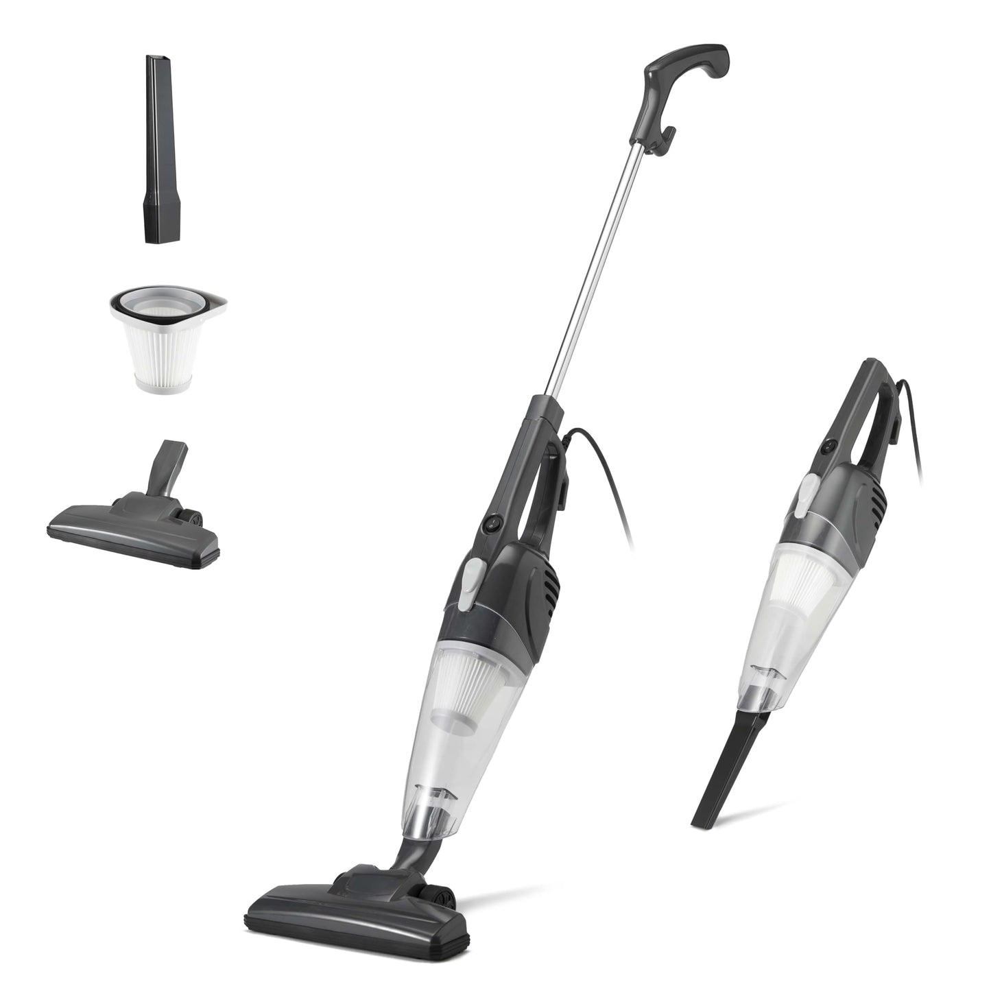 Amazon Basics Aspirador Vertical 2 en 1 con Cable, Motor ECO, Filtro HEPA, Diseño Ligero, Color Negro