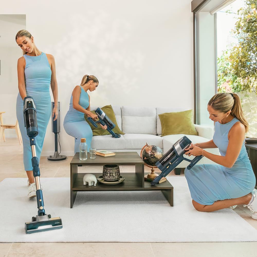 Cecotec Aspiradora Escoba Sin Cable Conga Rockstar 11500 Odyssey Station Connected IA, Máx 300 AW, 800 W, Inteligencia Artificial, App, Hasta 110min autonomía, Base autovaciado, Tubo Flexible, Kit Acc