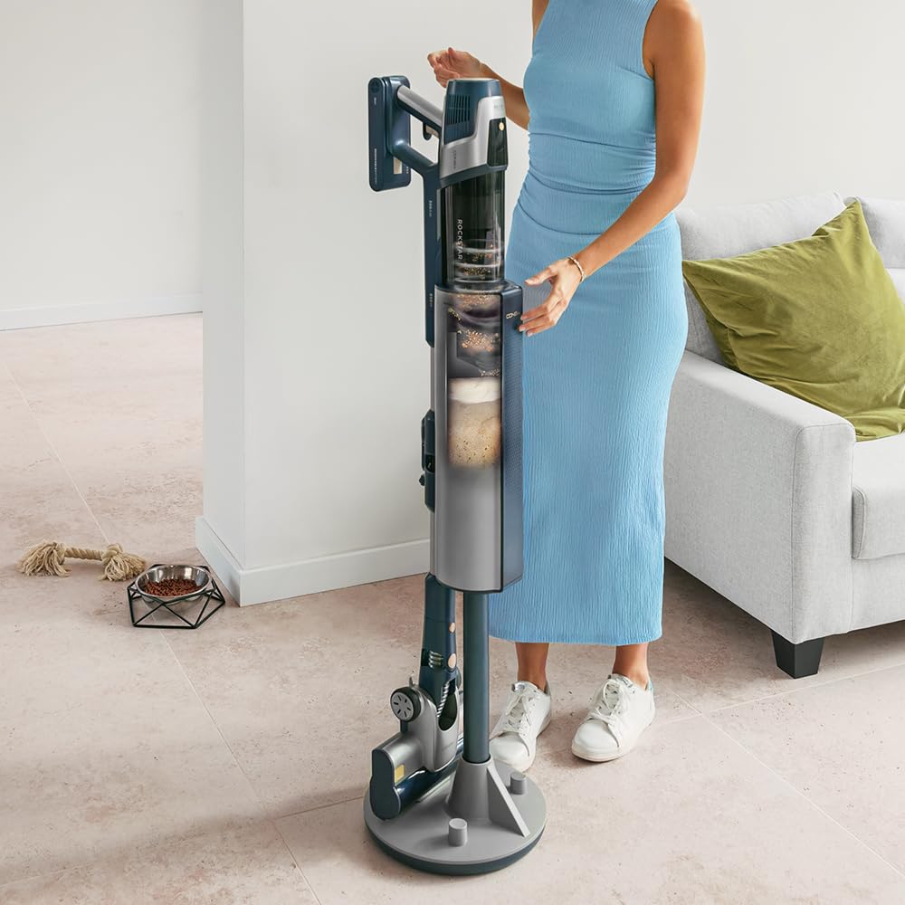 Cecotec Aspiradora Escoba Sin Cable Conga Rockstar 11500 Odyssey Station Connected IA, Máx 300 AW, 800 W, Inteligencia Artificial, App, Hasta 110min autonomía, Base autovaciado, Tubo Flexible, Kit Acc