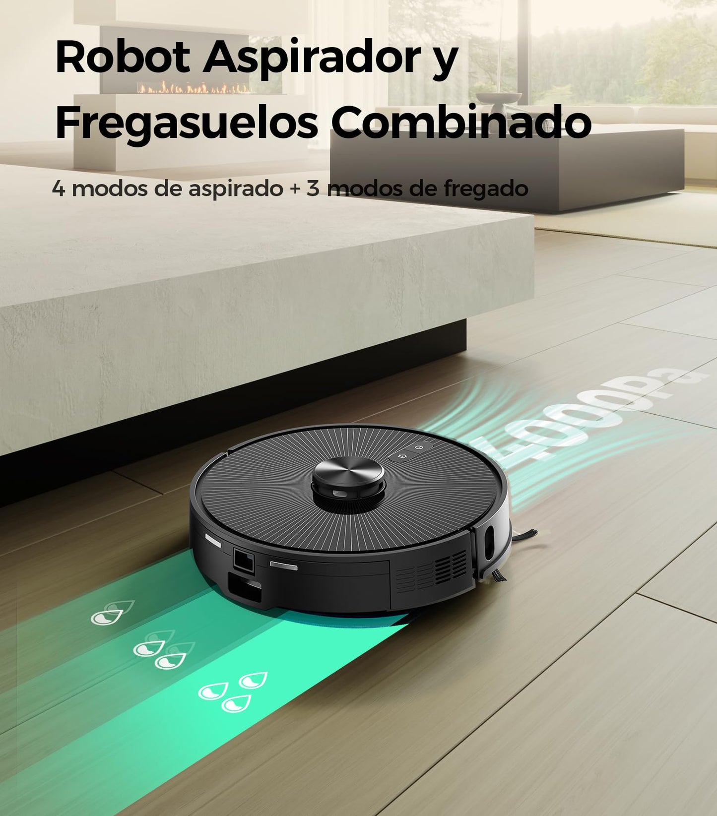 Robot Aspirador y Fregasuelos Vozascly R10 con Mapeo, Vaciado Automático de 4 L y Navegación Dual LiDAR + IMU – Aspira y Friega Suelos con Precisión