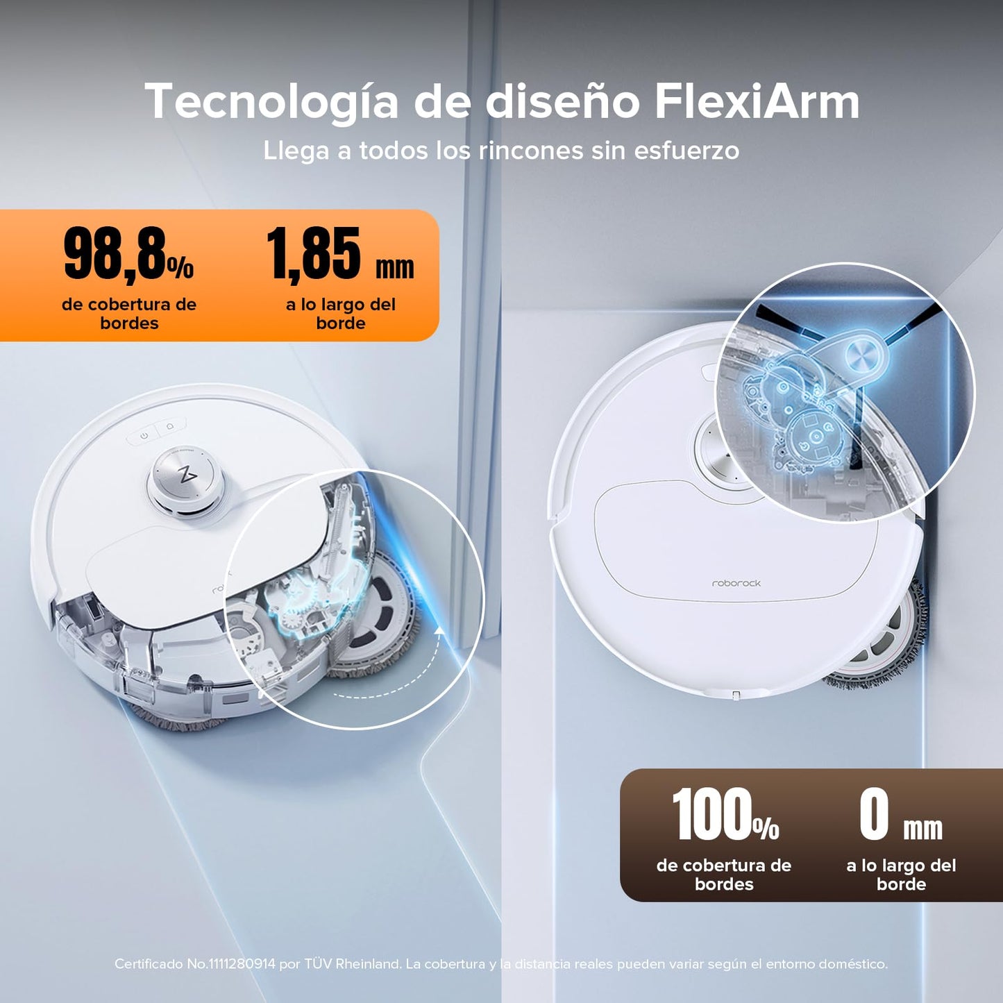 roborock Qrevo Master Set Robot Aspirador 10000 Pa, Cepillo DuoRoller, FlexiArm Design™, HyperForce®, Base multifunción 3.0, Agua Caliente a 60°C, además 2 Paños de Limpieza, Blanco