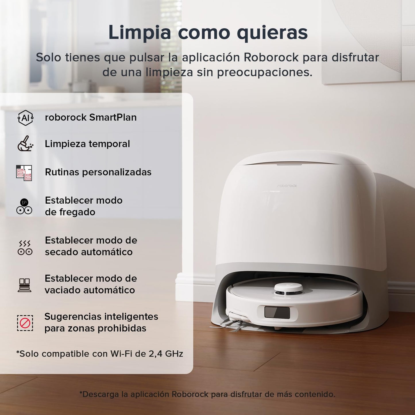 roborock Qrevo Curv S5X Set Robot Aspiradora, Succión HyperForce® de 18500Pa, Cepillo Principal DuoDivide®, Cepillo Lateral en FlexiAr™ ARC, Reactive Tech, Base multifunción 3.0, Blanco