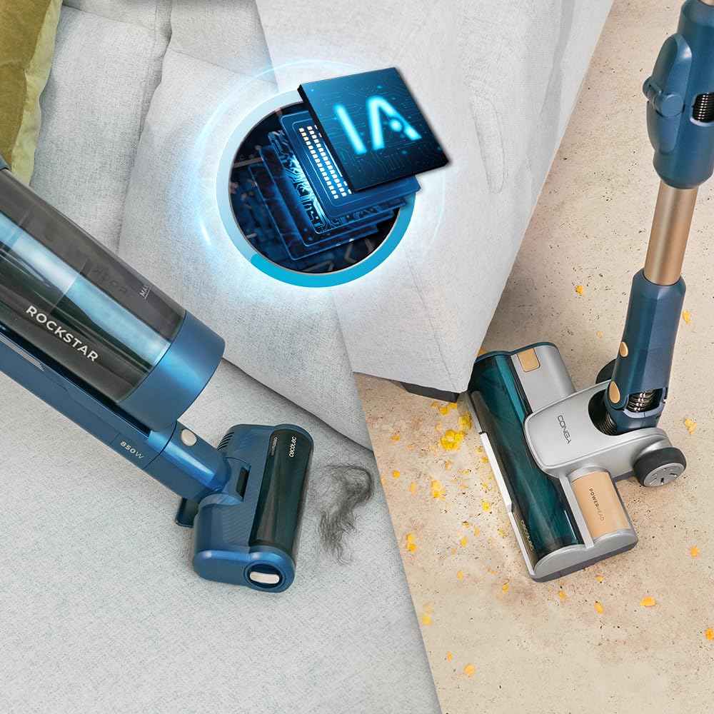 Cecotec Aspiradora Escoba Sin Cable Conga Rockstar 11500 Odyssey Station Connected IA, Máx 300 AW, 800 W, Inteligencia Artificial, App, Hasta 110min autonomía, Base autovaciado, Tubo Flexible, Kit Acc