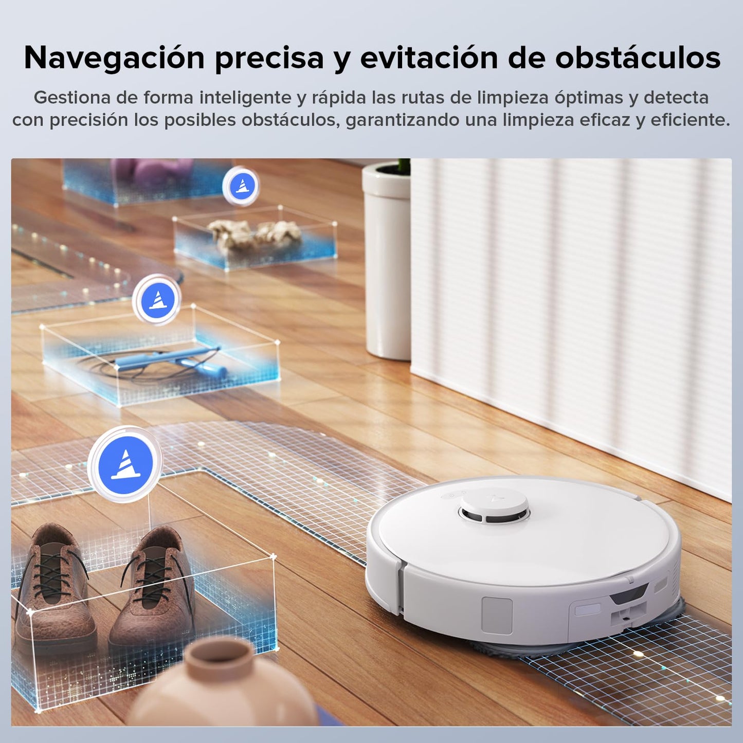roborock Qrevo Edge S5A Robot Aspirador y Fregasuelos 18.500 Pa, Sin Enredos, FlexiArm Cepillo Lateral y Mopa, Lavado con Mopa de Agua Caliente y Autolimpieza, Secado con Aire Caliente, Blanco