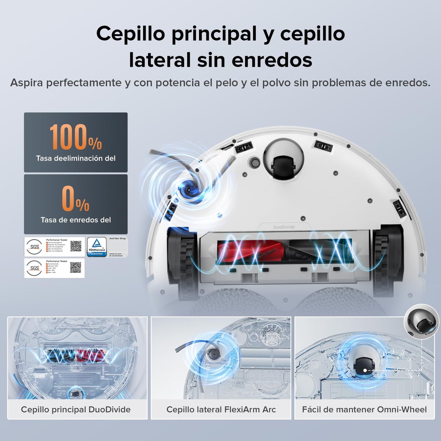 roborock Qrevo Edge S5A Robot Aspirador y Fregasuelos 18.500 Pa, Sin Enredos, FlexiArm Cepillo Lateral y Mopa, Lavado con Mopa de Agua Caliente y Autolimpieza, Secado con Aire Caliente, Blanco