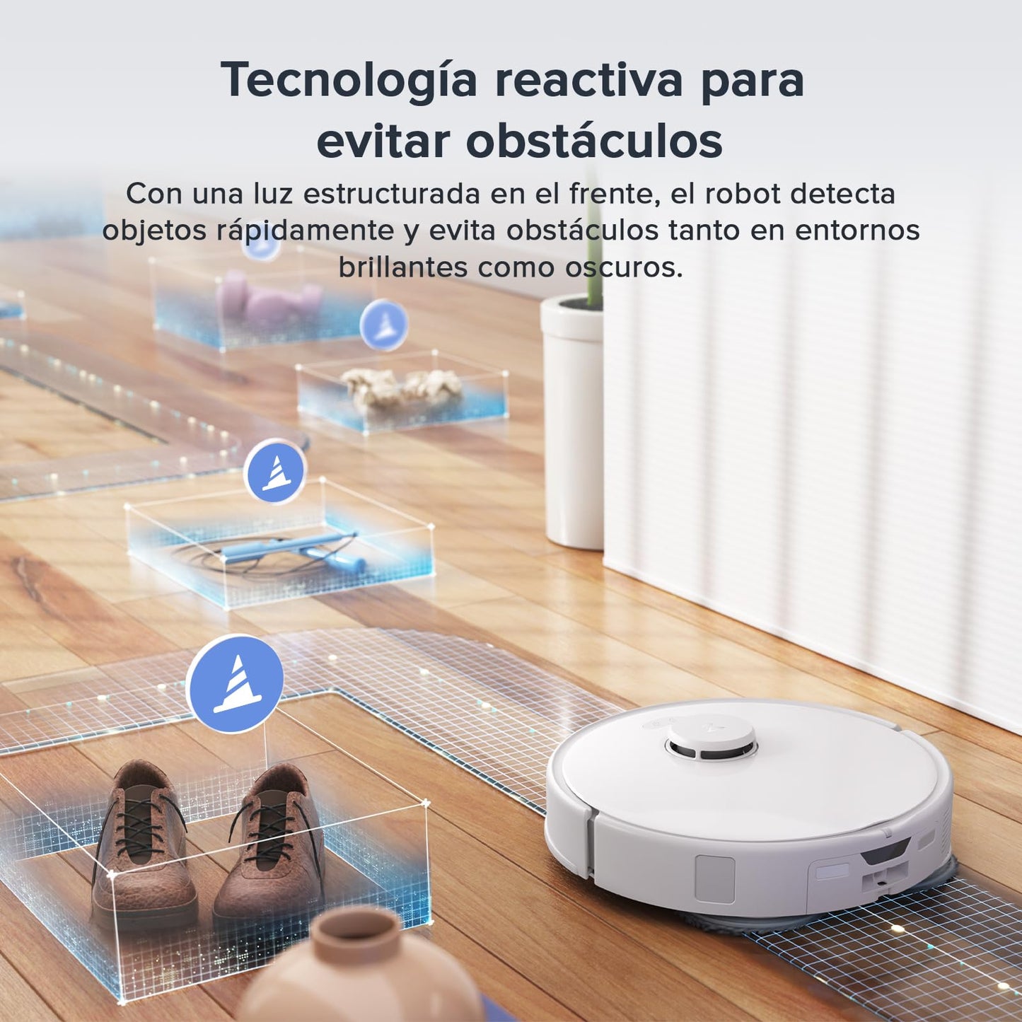 roborock Qrevo Curv S5X Set Robot Aspiradora, Succión HyperForce® de 18500Pa, Cepillo Principal DuoDivide®, Cepillo Lateral en FlexiAr™ ARC, Reactive Tech, Base multifunción 3.0, Blanco