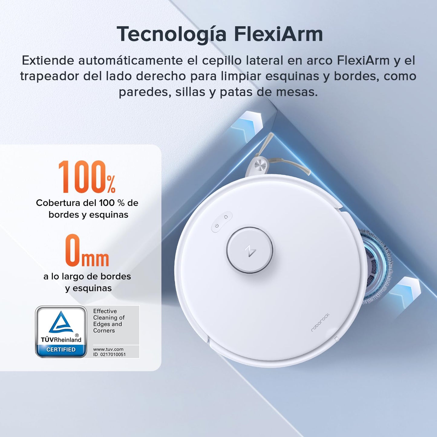 roborock Qrevo Curv S5X Set Robot Aspiradora, Succión HyperForce® de 18500Pa, Cepillo Principal DuoDivide®, Cepillo Lateral en FlexiAr™ ARC, Reactive Tech, Base multifunción 3.0, Blanco