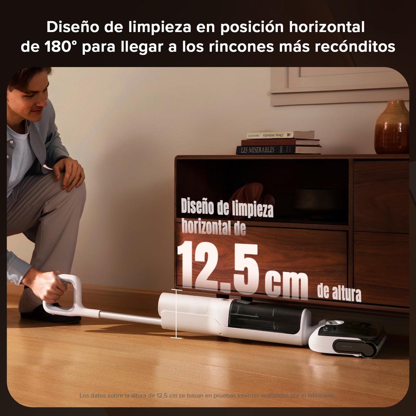 Aspiradora Roborock F25 RT en Seco y Húmedo, Sin Cable, 20.000 Pa, Autolimpieza a 90 °C, Secado Rápido y Diseño Ultraplano de 180°
