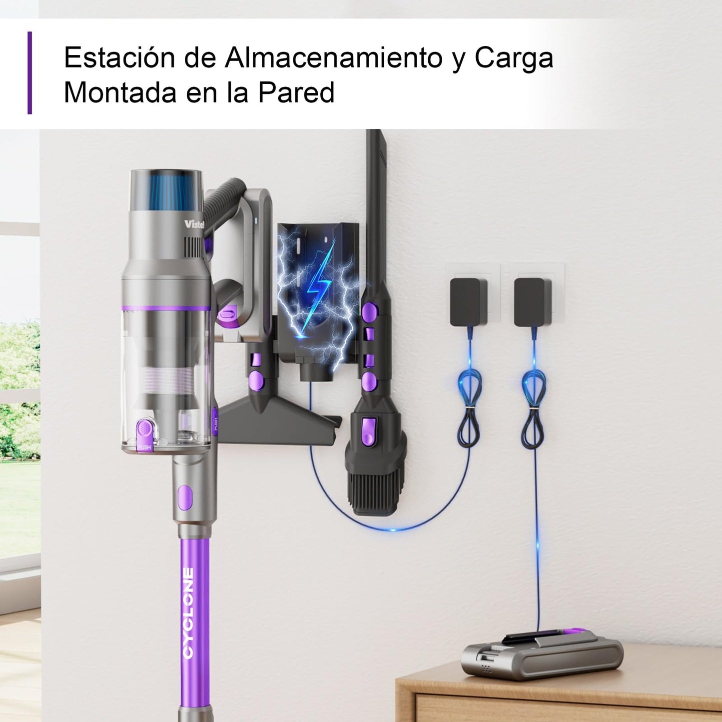 Vistefly V15s MAX Aspiradora Escoba sin Cable, 580 W, 55 kPa de Succión, 8 en 1 con Pantalla Táctil, Autonomía de 75 Minutos, Modo Automático y Sistema Antienredos, Ideal para Suelos, Alfombras y Pelos de Mascotas