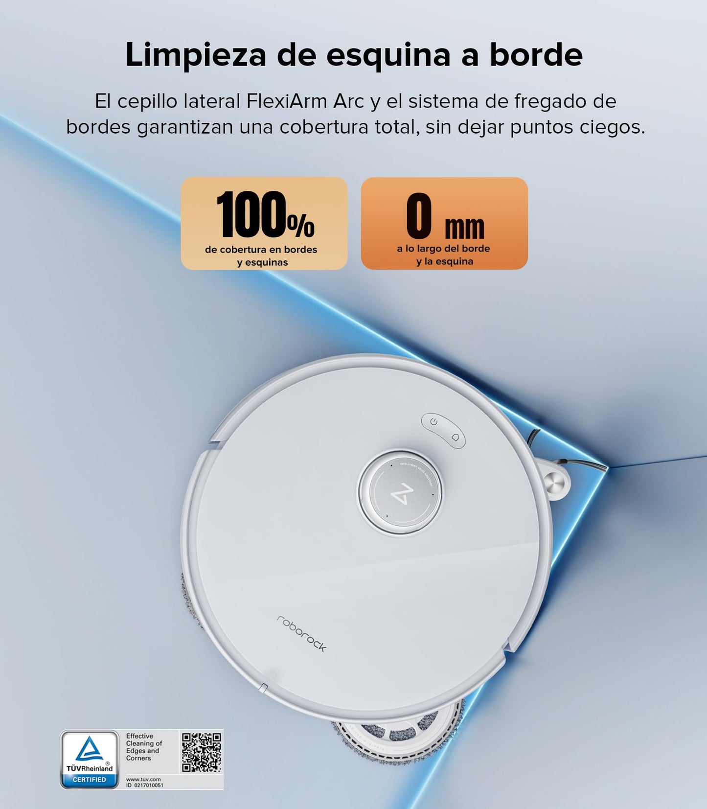 roborock Qrevo Edge Aspirador Robótico, Succión HyperForce 18 500Pa, Sin enredos, AdaptiLift, Tecnología FlexiArm, Elevación defregona 17 mm, Base multifunción 3.0, Lavado de mopa con Agua a 75 °C