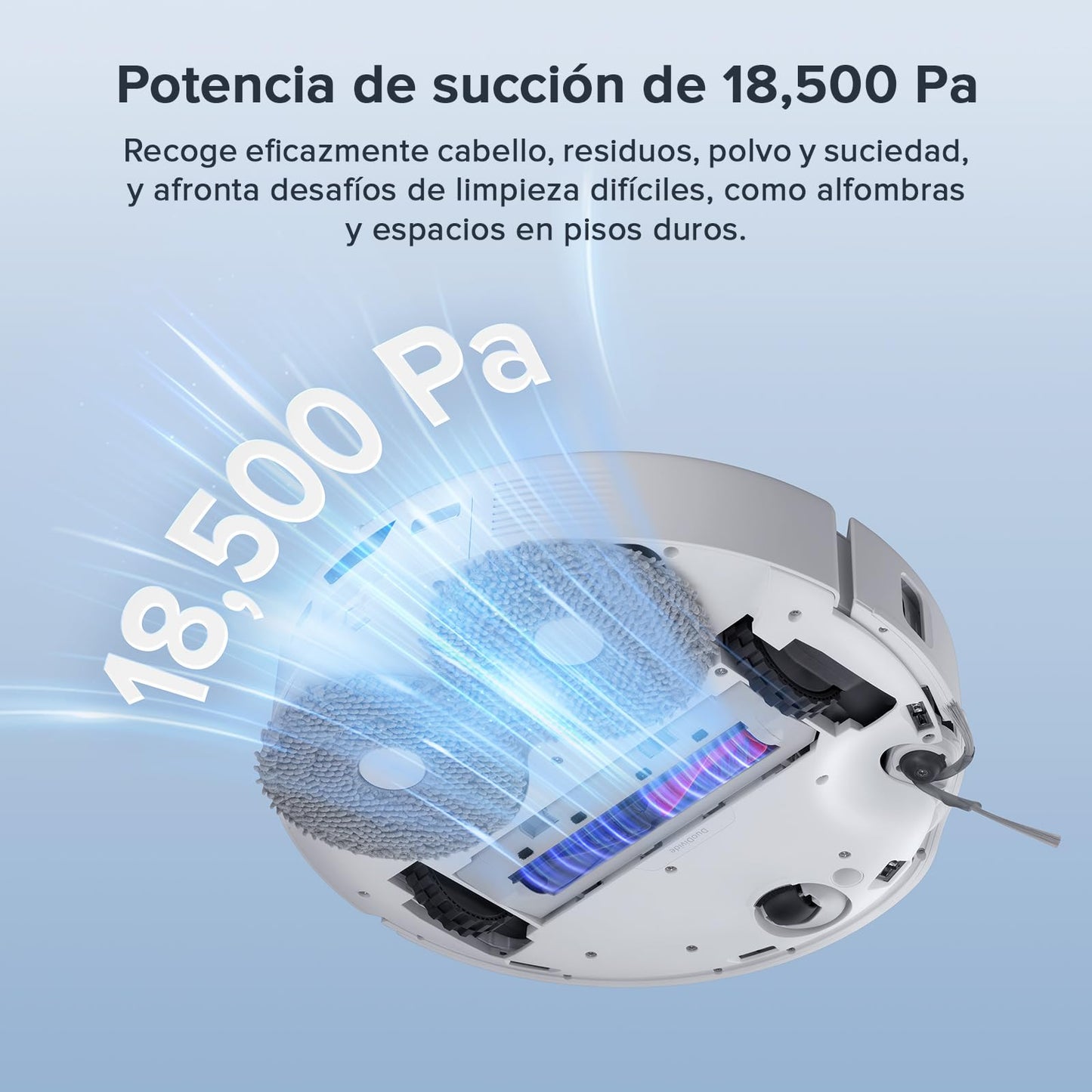 roborock Qrevo Curv S5X Set Robot Aspiradora, Succión HyperForce® de 18500Pa, Cepillo Principal DuoDivide®, Cepillo Lateral en FlexiAr™ ARC, Reactive Tech, Base multifunción 3.0, Blanco