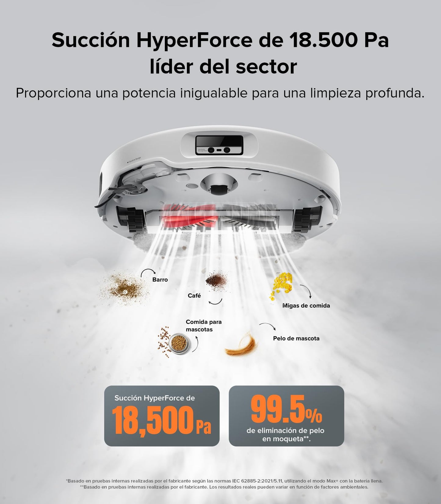 roborock Qrevo Edge Aspirador Robótico, Succión HyperForce 18 500Pa, Sin enredos, AdaptiLift, Tecnología FlexiArm, Elevación defregona 17 mm, Base multifunción 3.0, Lavado de mopa con Agua a 75 °C