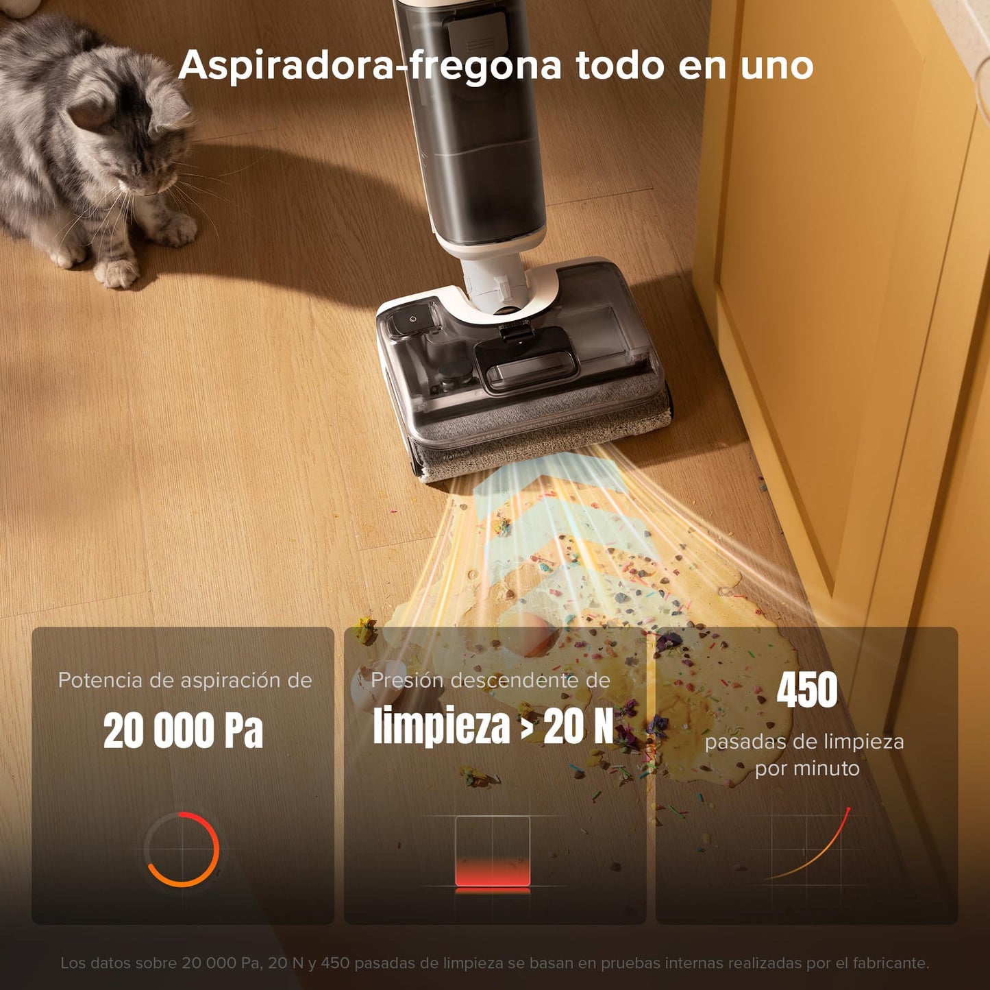 Aspiradora Roborock F25 RT en Seco y Húmedo, Sin Cable, 20.000 Pa, Autolimpieza a 90 °C, Secado Rápido y Diseño Ultraplano de 180°