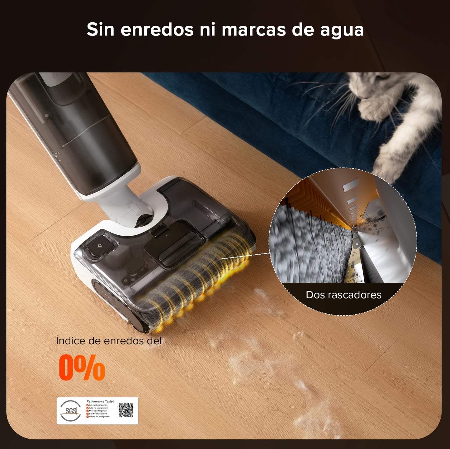Aspiradora Roborock F25 RT en Seco y Húmedo, Sin Cable, 20.000 Pa, Autolimpieza a 90 °C, Secado Rápido y Diseño Ultraplano de 180°