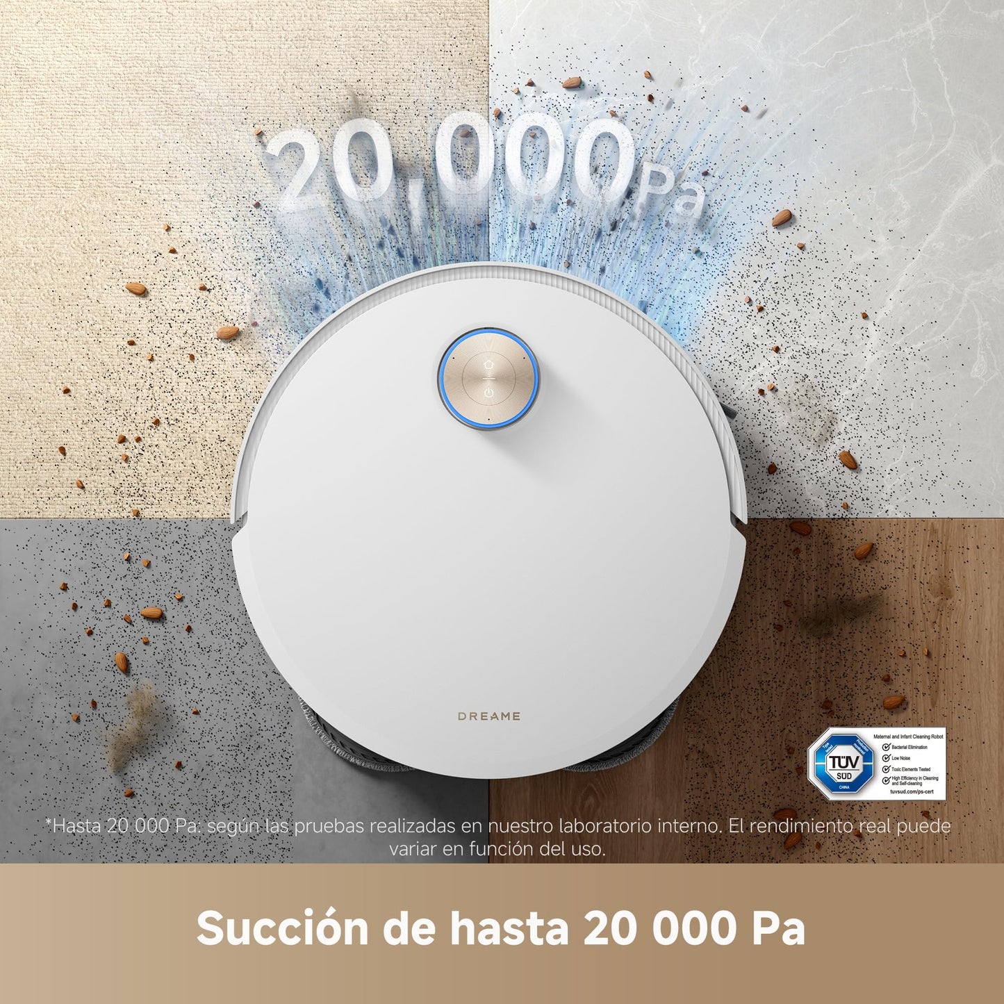 DREAME X50 Ultra Complete Robot Aspirador y Fregasuelos, Succión de 20.000 Pa, Supera Obstáculos de hasta 6 cm, Radar Inteligente, Limpieza de Esquinas y Control por App – Color Blanco
