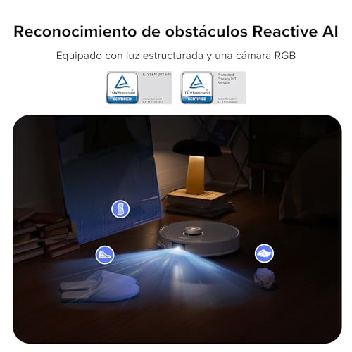 roborock Qrevo Curv Robot Aspirador y Fregasuelos Autovaciado, Sin enredos, AdaptiLift, HyperForce de 18500 Pa, Cepillo Principal DuoDivide, Cepillo Lateral en Arco FlexiArm, Agua a 75 °C, Blanco