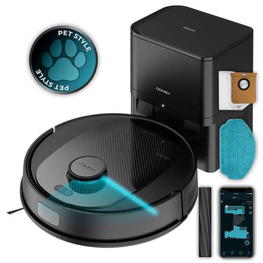 Robot Aspirador Cecotec Conga 7690 Immortal MAX Home M con Base de Autovaciado, Navegación Láser, 5000 Pa de Succión, 220 min de Autonomía, Depósito 2,5 L, Control por App y Función 4 en 1: Barre, Aspira, Friega y Pasa la Mopa