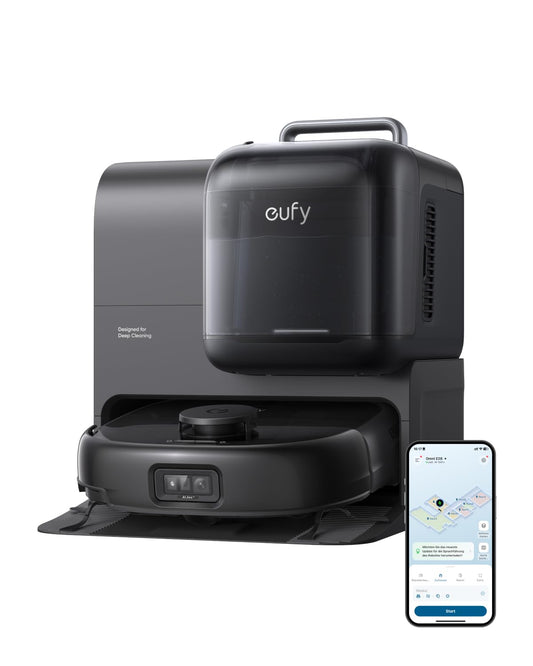 Robot Aspirador eufy Omni E28 con Estación Todo en Uno, Succión de 20.000 Pa, Sistema HydroJet y Cepillos DuoSpiral