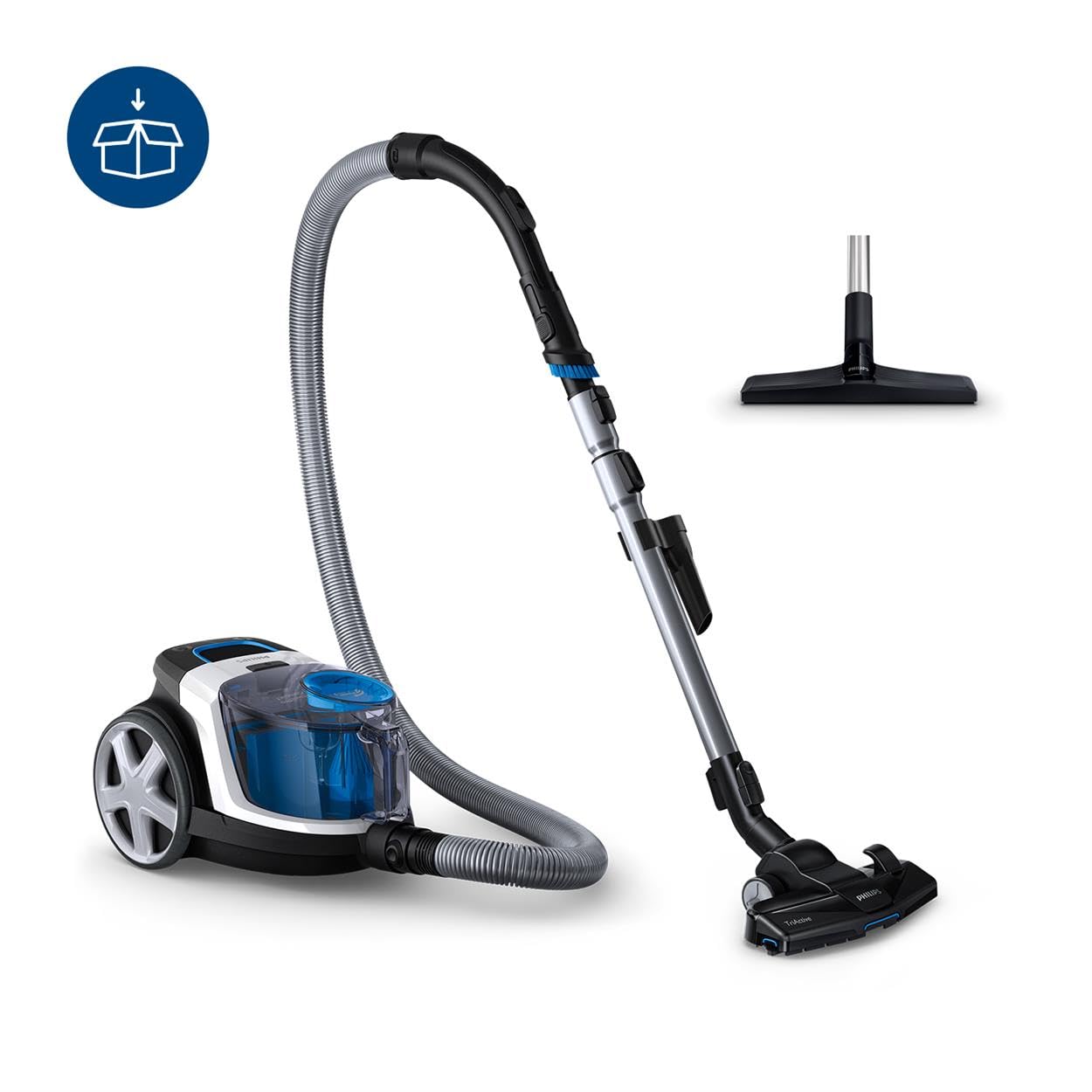 Philips PowerPro Compact Serie 3000 Aspirador de Mano sin Bolsa, 900 W, Depósito Integrado, Filtro HEPA y Boquilla TriActive (FC9332/09)