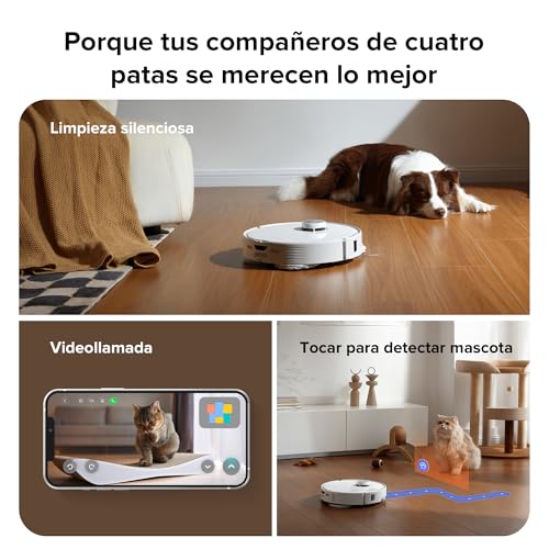 roborock Qrevo Curv Robot Aspirador y Fregasuelos Autovaciado, Sin enredos, AdaptiLift, HyperForce de 18500 Pa, Cepillo Principal DuoDivide, Cepillo Lateral en Arco FlexiArm, Agua a 75 °C, Blanco