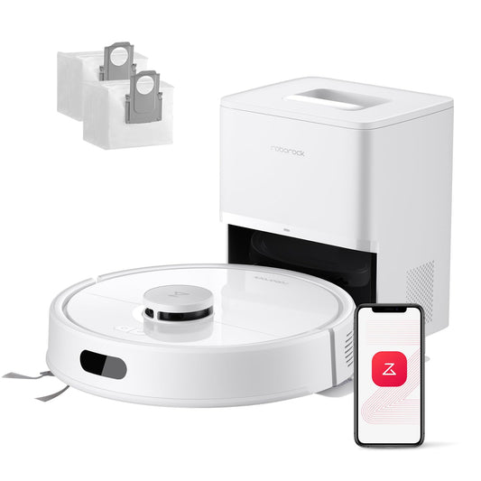 roborock Q7 L5+ Set Robot Aspirador y Fregador de 8000 Pa, 7 Weeks Autovaciado, Sistema Doble Antienredos, Navegación PreciSense LiDAR, Suelos Duros, Alfombras y Pelo de Mascotas, Blanco