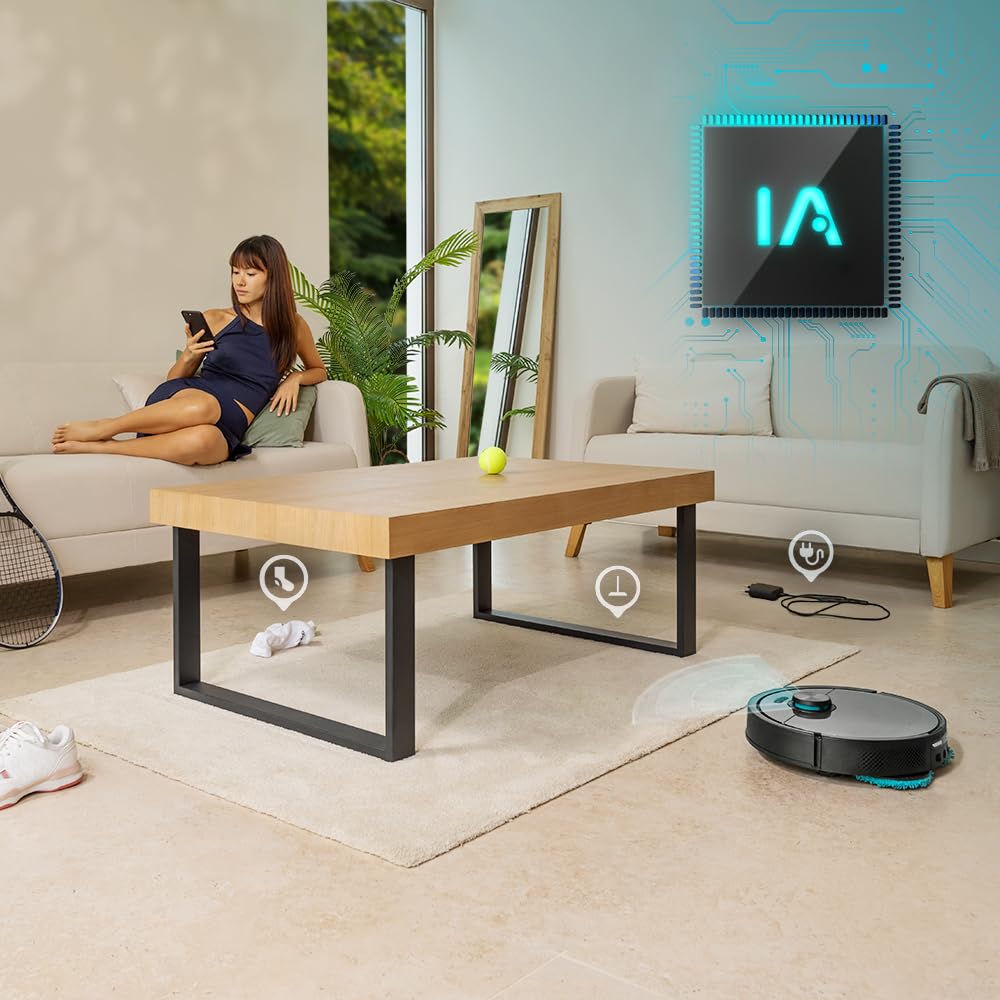 Robot Aspirador y Fregasuelos Cecotec Conga 20090 ProAI con Base de Autovaciado, Corte de Cabello, Dosificador de Jabón, 8000Pa, Tecnología Láser y Control por App