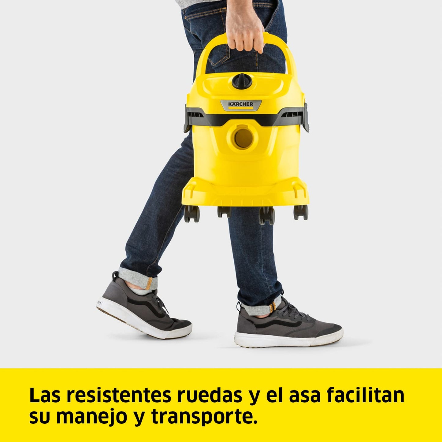 Kärcher WD 2 Plus V-12/4/18/C Aspirador en Seco y Húmedo, 1000 W, Depósito de Plástico de 12 L, Manguera de 1,8 m, Incluye Filtros y Boquillas para Suelo y Ranuras, Amarillo/Negro