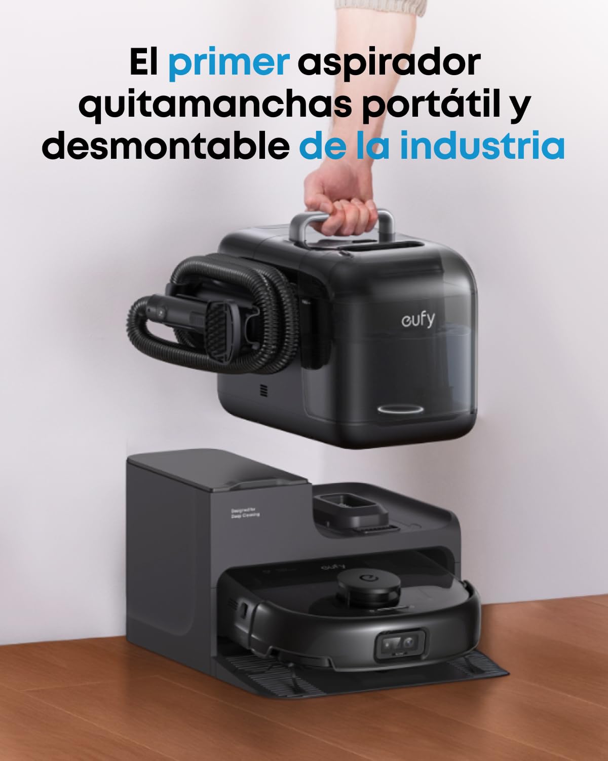 Robot Aspirador eufy Omni E28 con Estación Todo en Uno, Succión de 20.000 Pa, Sistema HydroJet y Cepillos DuoSpiral