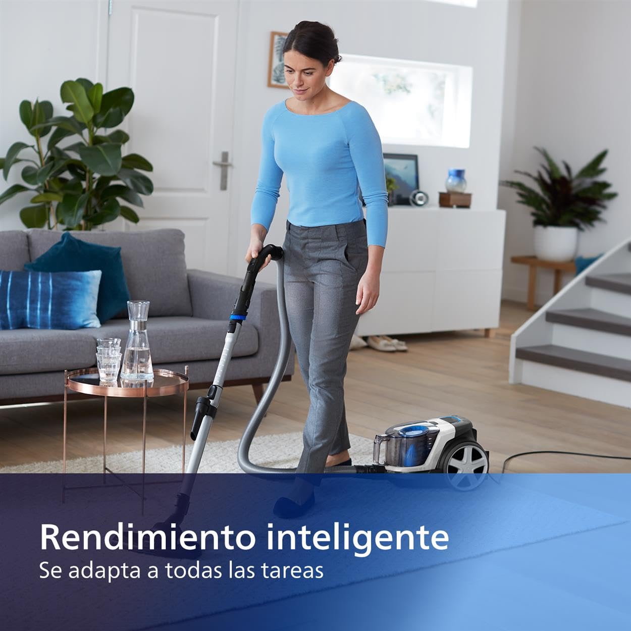 Philips PowerPro Compact Serie 3000 Aspirador de Mano sin Bolsa, 900 W, Depósito Integrado, Filtro HEPA y Boquilla TriActive (FC9332/09)