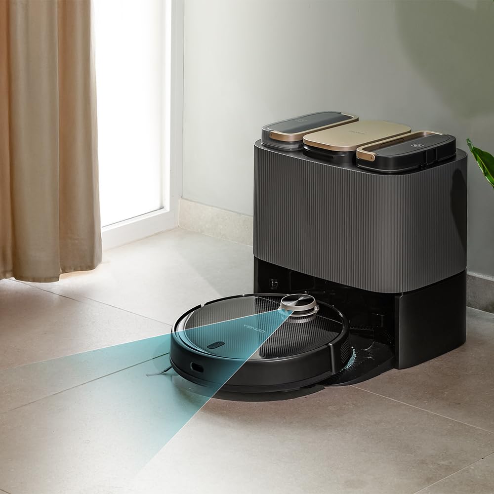 Robot Aspirador Cecotec Conga 13090 Spin Revolution Home&Wash Essential con Base de Autovaciado, Mopas Giratorias, 7000 Pa de Succión, Navegación Láser, Cepillos de Silicona y Lateral, Conectividad Bluetooth y WiFi 2,4/5 GHz, Control por App