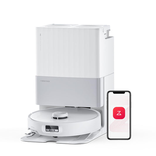 roborock Qrevo Edge Aspirador Robótico, Succión HyperForce 18 500Pa, Sin enredos, AdaptiLift, Tecnología FlexiArm, Elevación defregona 17 mm, Base multifunción 3.0, Lavado de mopa con Agua a 75 °C