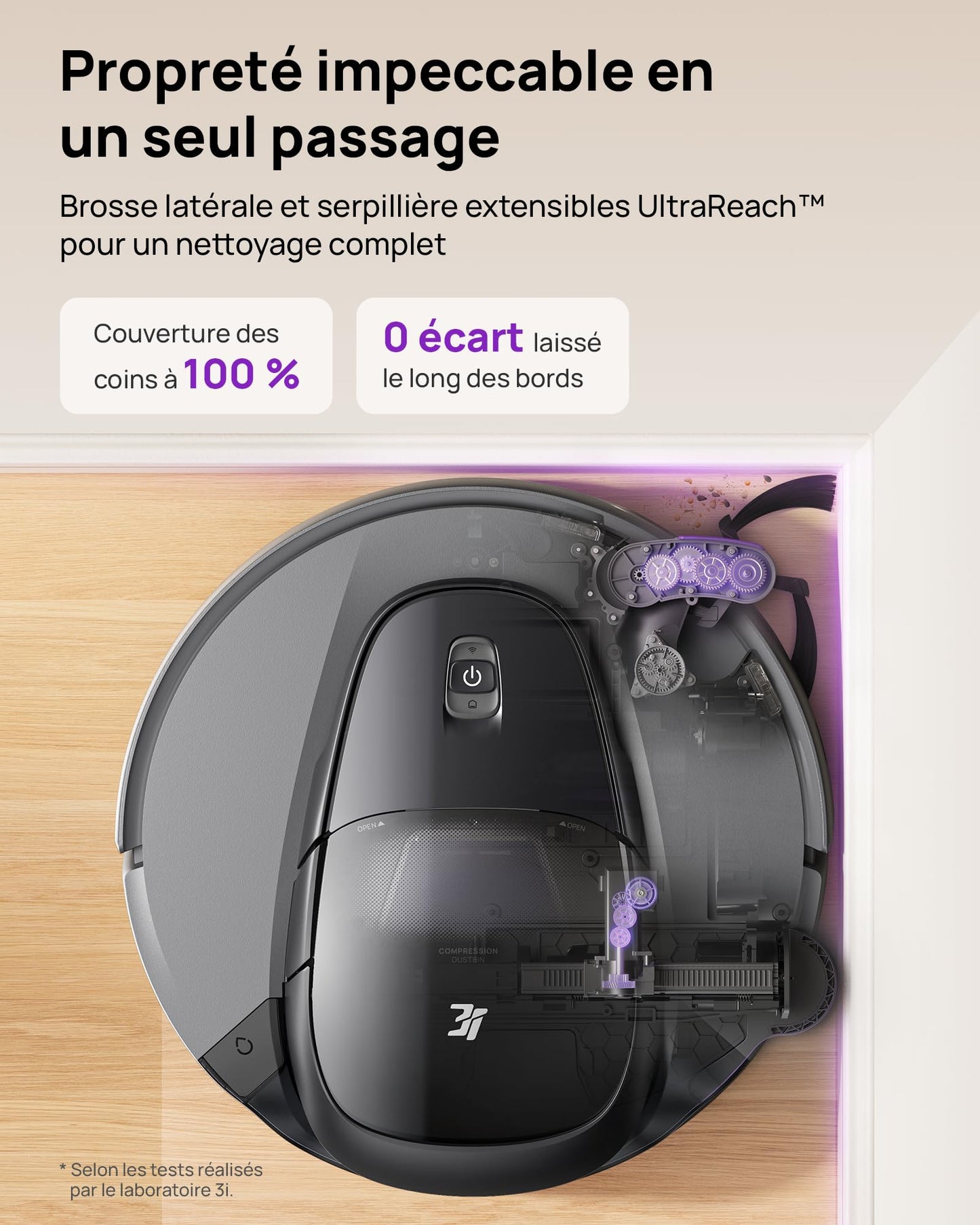 3i Robot Aspirador y fregasuelos G10+ con Sistema de compactación Interna de Suciedad, hasta 60 días sin vaciar, Cepillo y mopa Extensibles, 18.000 Pa y navegación Inteligente