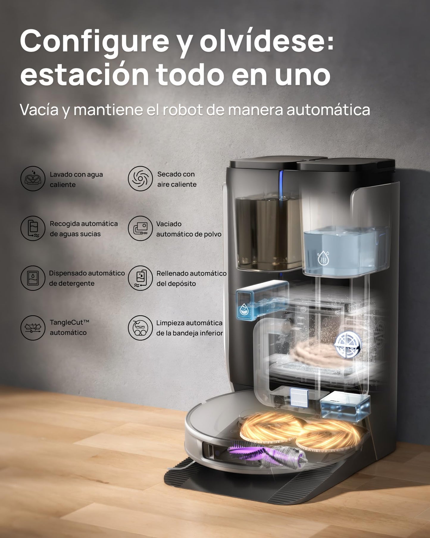 3i P10 Ultra Robot Aspirador y Fregasuelos, mopa Extensible, 18.000 Pa, Lavado con Agua Caliente, Secado, Vaciado y Rellenado automáticos, detección y esquiva de obstáculos con IA