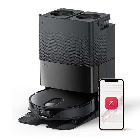 roborock Qrevo Slim Robot Aspirador, 8.2 cm, Navegación pionero Tiempo de Vuelo (ToF) en 3D y StarSight™, Mopa y Cepillo Lateral FlexiArm™, DuoRoller Riser®, Base 8 en 1, 11.000 Pa Negro
