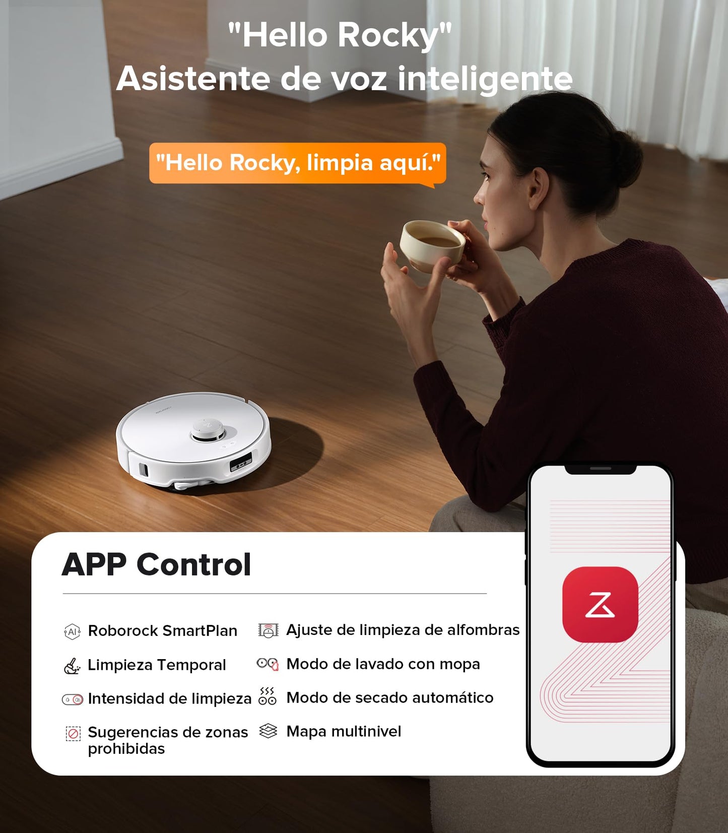 roborock Qrevo Edge Aspirador Robótico, Succión HyperForce 18 500Pa, Sin enredos, AdaptiLift, Tecnología FlexiArm, Elevación defregona 17 mm, Base multifunción 3.0, Lavado de mopa con Agua a 75 °C