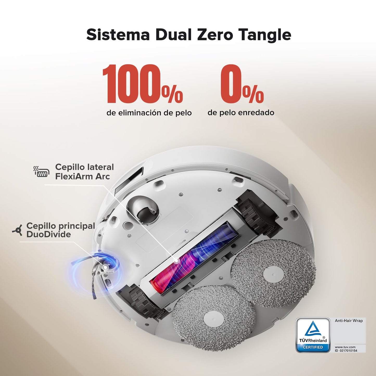 roborock Qrevo Curv Robot Aspirador y Fregasuelos Autovaciado, Sin enredos, AdaptiLift, HyperForce de 18500 Pa, Cepillo Principal DuoDivide, Cepillo Lateral en Arco FlexiArm, Agua a 75 °C, Blanco