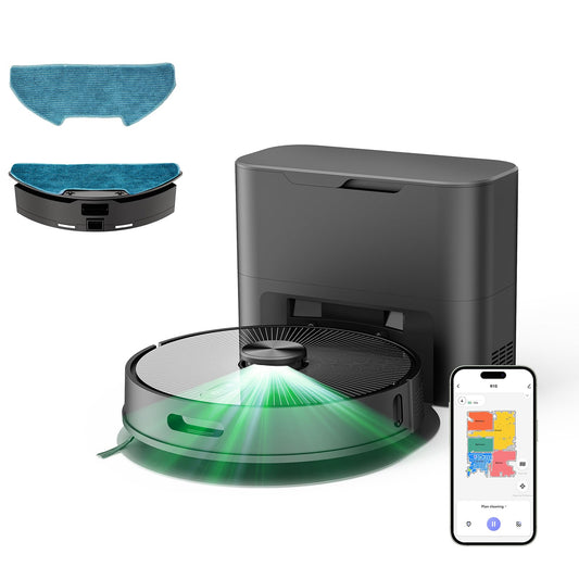 Robot Aspirador y Fregasuelos Vozascly R10 con Mapeo, Vaciado Automático de 4 L y Navegación Dual LiDAR + IMU – Aspira y Friega Suelos con Precisión