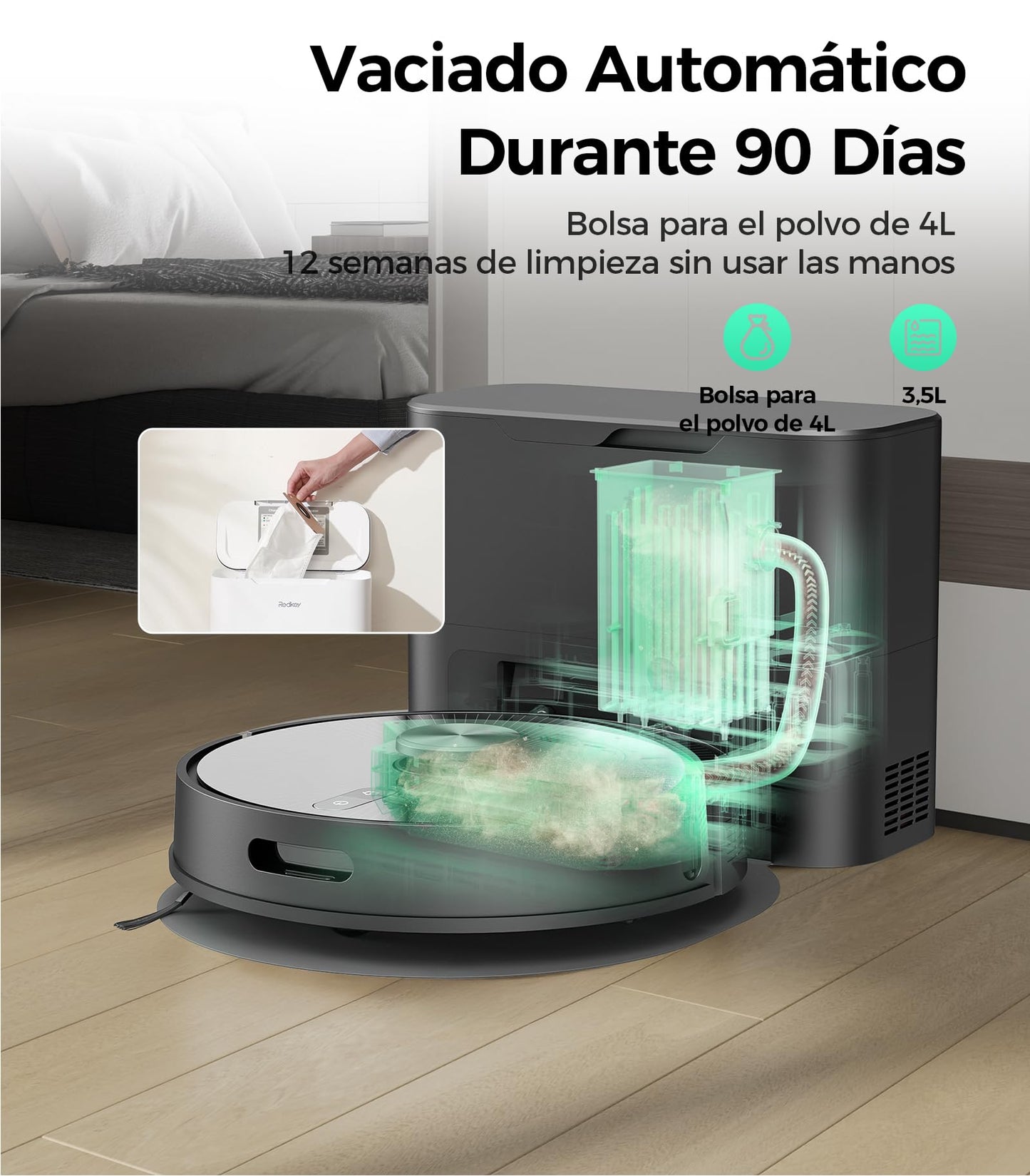 Robot Aspirador y Fregasuelos Vozascly R10 con Mapeo, Vaciado Automático de 4 L y Navegación Dual LiDAR + IMU – Aspira y Friega Suelos con Precisión