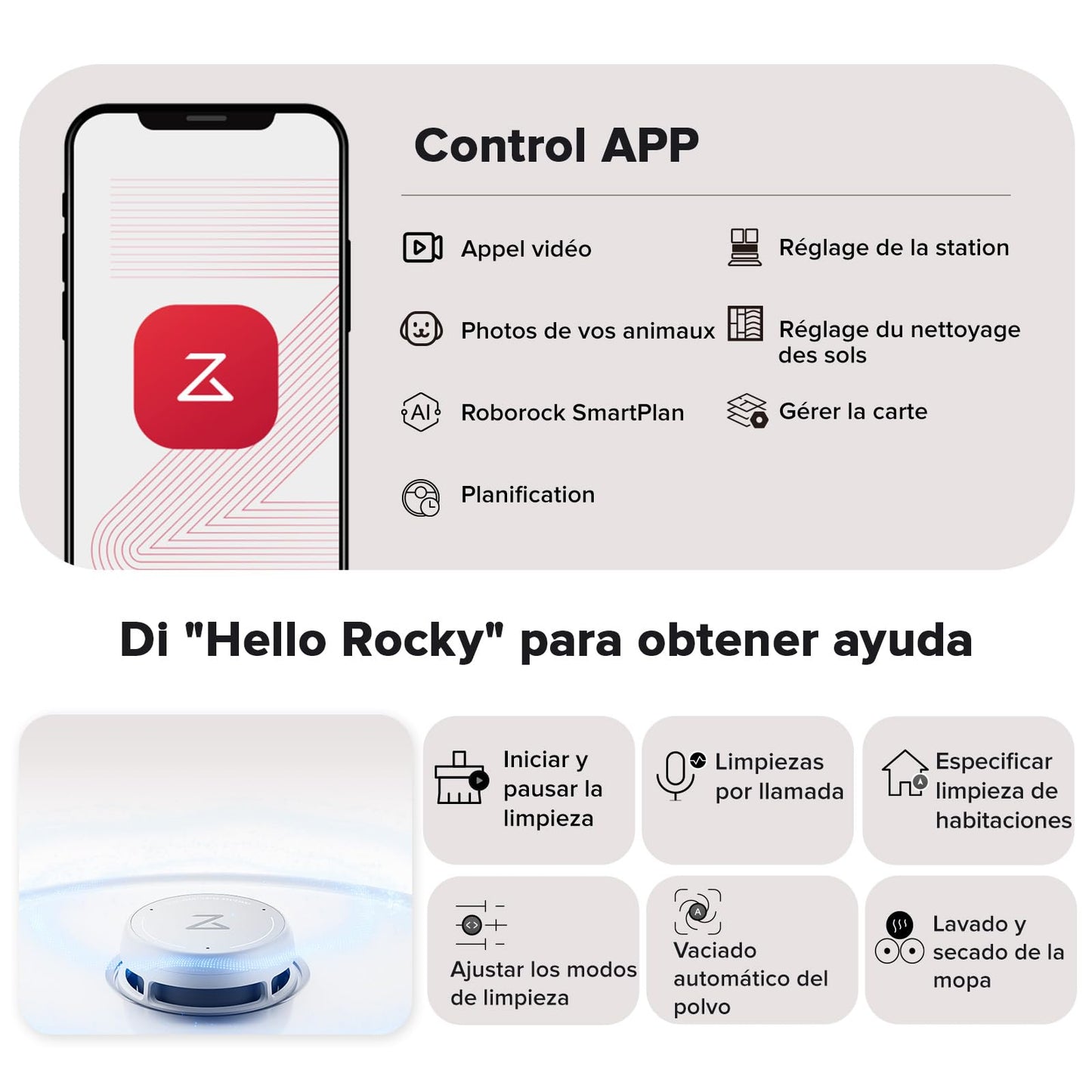 roborock Qrevo Curv Robot Aspirador y Fregasuelos Autovaciado, Sin enredos, AdaptiLift, HyperForce de 18500 Pa, Cepillo Principal DuoDivide, Cepillo Lateral en Arco FlexiArm, Agua a 75 °C, Blanco