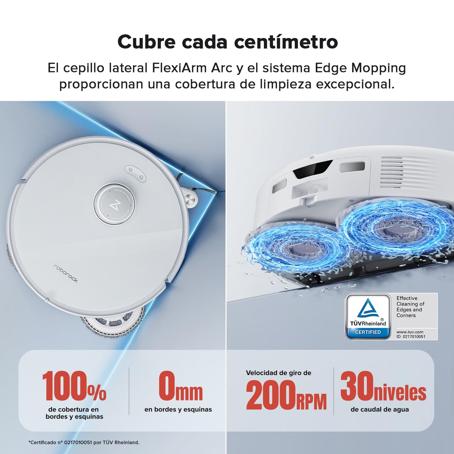roborock Qrevo Curv Robot Aspirador y Fregasuelos Autovaciado, Sin enredos, AdaptiLift, HyperForce de 18500 Pa, Cepillo Principal DuoDivide, Cepillo Lateral en Arco FlexiArm, Agua a 75 °C, Blanco
