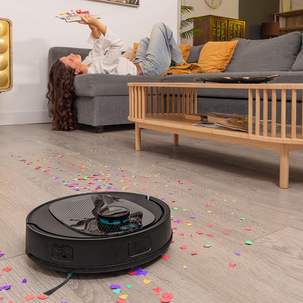 Robot Aspirador Cecotec Conga 7690 Immortal MAX Home M con Base de Autovaciado, Navegación Láser, 5000 Pa de Succión, 220 min de Autonomía, Depósito 2,5 L, Control por App y Función 4 en 1: Barre, Aspira, Friega y Pasa la Mopa