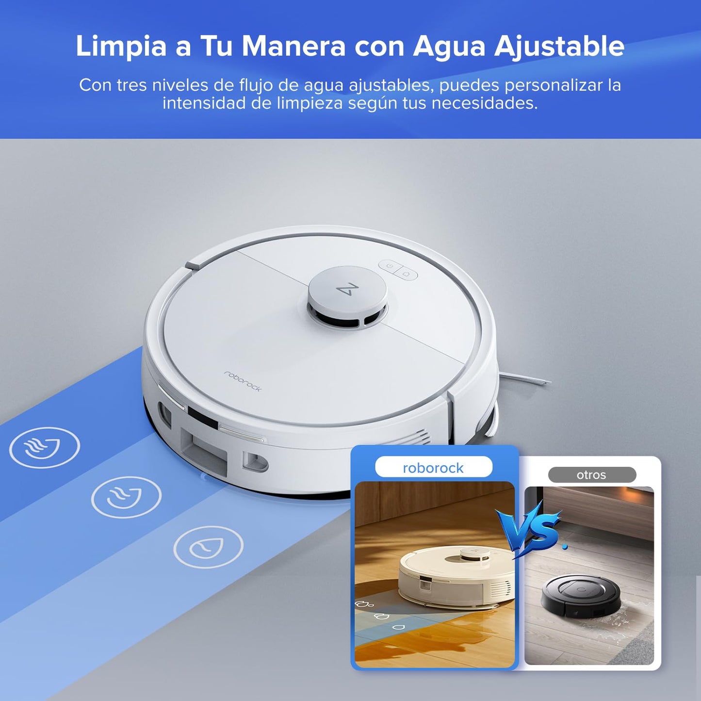 roborock Q7 L5+ Set Robot Aspirador y Fregador de 8000 Pa, 7 Weeks Autovaciado, Sistema Doble Antienredos, Navegación PreciSense LiDAR, Suelos Duros, Alfombras y Pelo de Mascotas, Blanco
