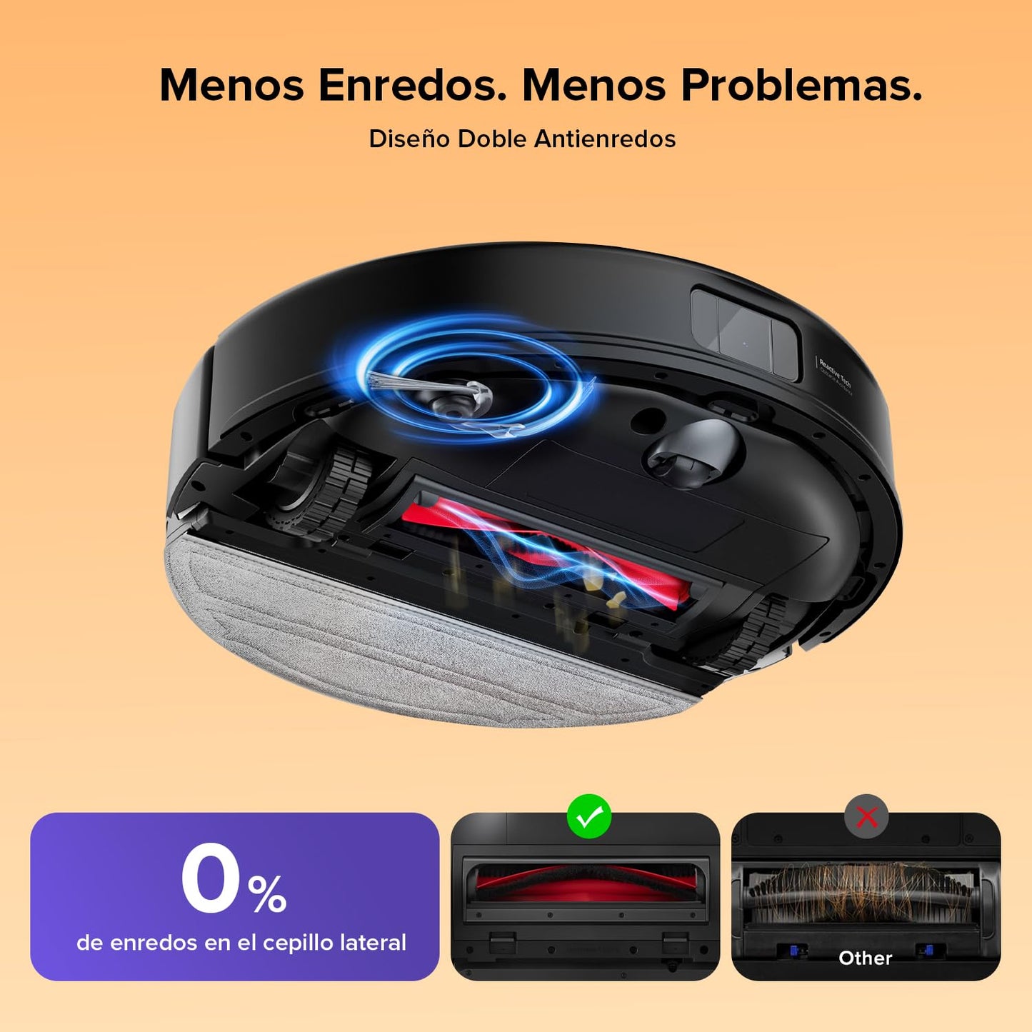 Roborock Q10 S5 Robot Aspirador y Fregasuelos, Succión HyperForce de 10.000 Pa, Navegación LiDAR PreciSense, Tecnología de Evitación de Obstáculos Reactive Tech, Sistema Doble Antienredos – Negro