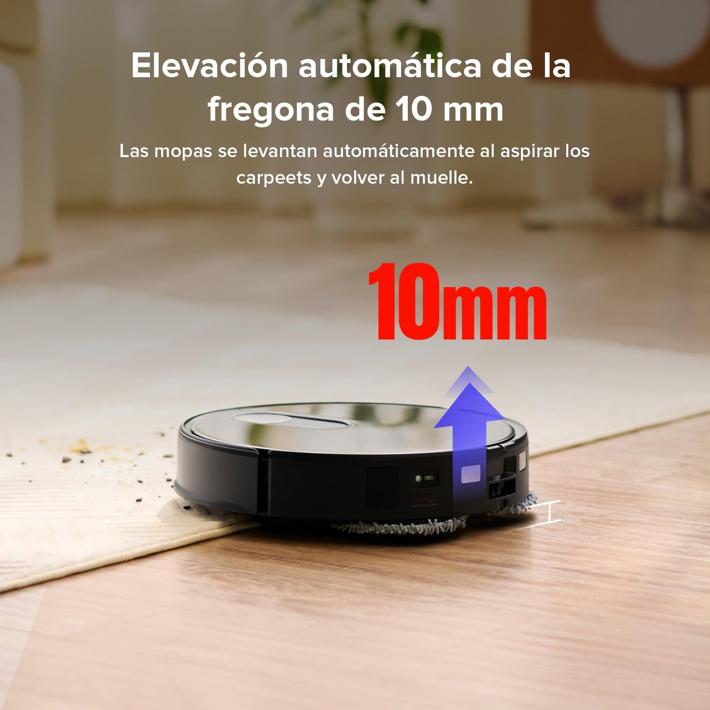 roborock Qrevo Slim Robot Aspirador, 8.2 cm, Navegación pionero Tiempo de Vuelo (ToF) en 3D y StarSight™, Mopa y Cepillo Lateral FlexiArm™, DuoRoller Riser®, Base 8 en 1, 11.000 Pa Negro