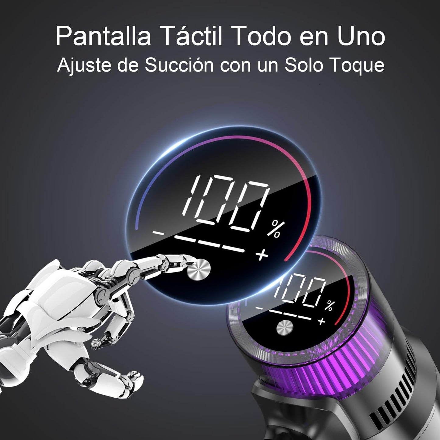 Vistefly V15s MAX Aspiradora Escoba sin Cable, 580 W, 55 kPa de Succión, 8 en 1 con Pantalla Táctil, Autonomía de 75 Minutos, Modo Automático y Sistema Antienredos, Ideal para Suelos, Alfombras y Pelos de Mascotas